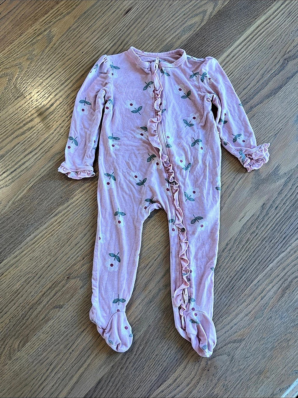 Little Me Baby 9M Pink Floral Footie